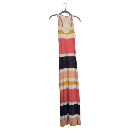 Splendid Sz Small Colorblock Racerback Maxi Dress Rainbow Stripe Soft Micromodal - Picture 2 of 9